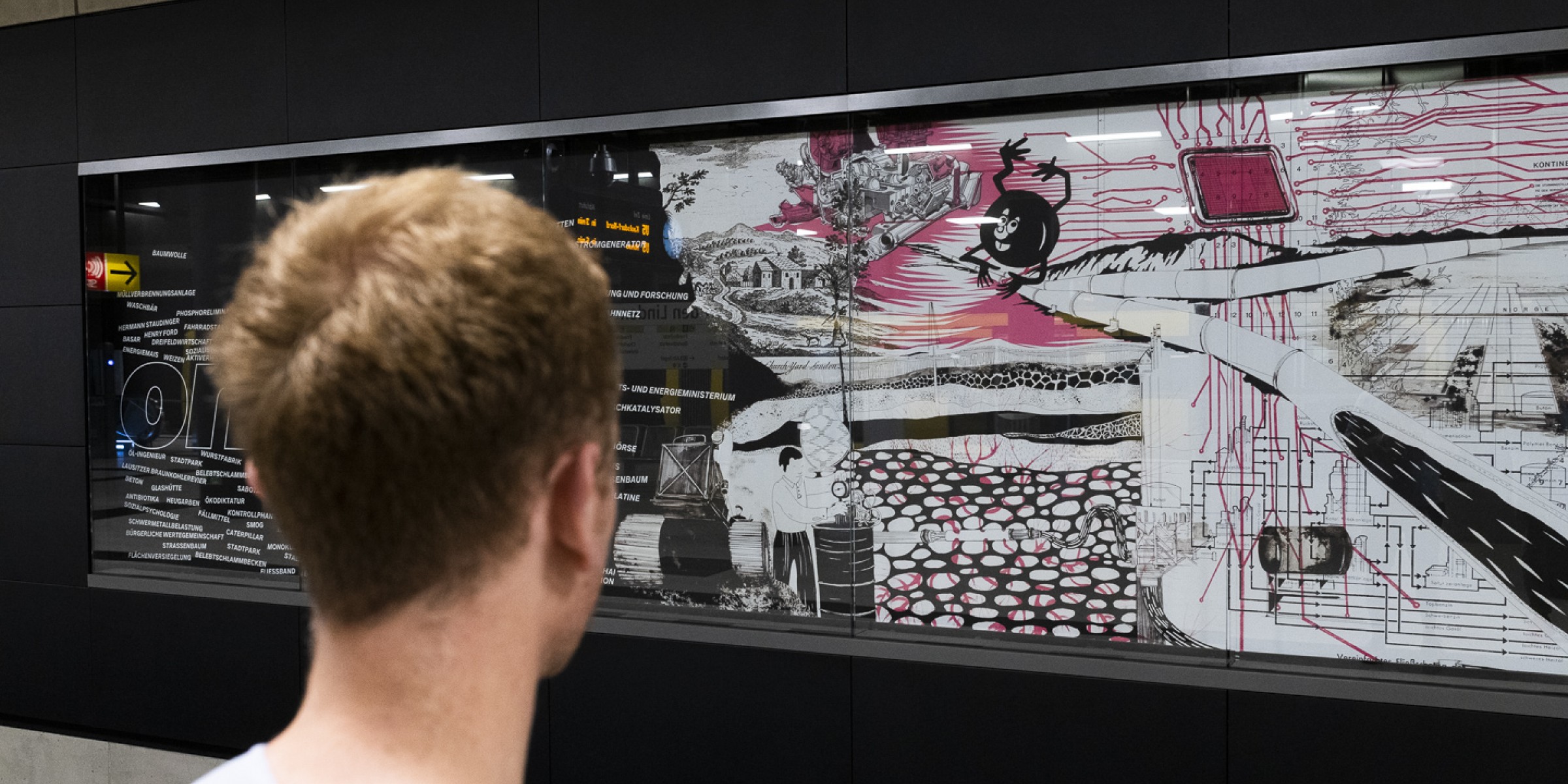 thegreeneyl ausstellungs design Humboldt Universität bahnhof der wissenschaften unter den linden ubahn medienwand grafik